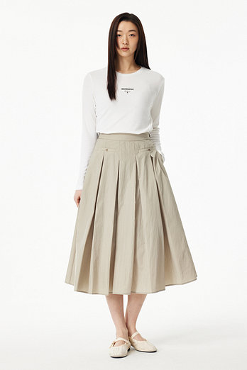 GCUT 백 밴딩 플리츠 나일론 스커트 | 신세계V