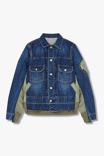 SACAI [CLASSICS] 여성 하프 나일론 믹스 데님 자켓 | 신세계V
