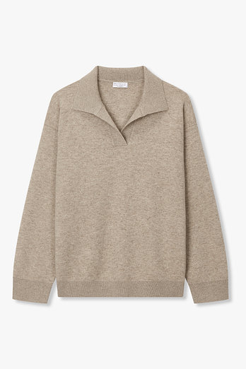 BRUNELLO CUCINELLI 여성 캐시미어 블렌드 오픈 카라 니트 | 신세계V