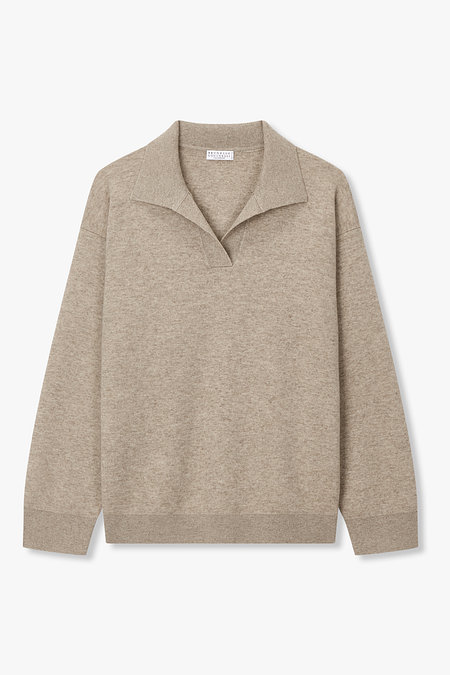BRUNELLO CUCINELLI 여성 캐시미어 블렌드 오픈 카라 니트 | 신세계V