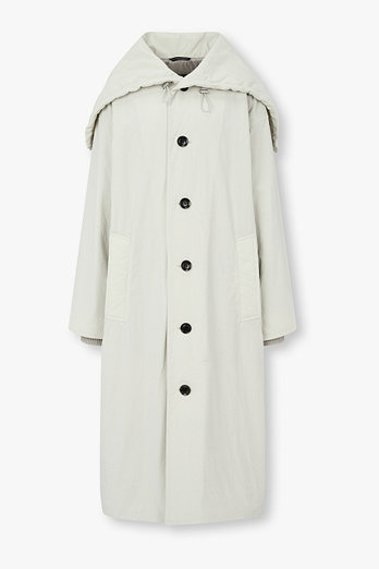 Yohji Yamamoto [Y's]드로스트링 후디드 패딩 코트_라이트 그레이 | 신세계V