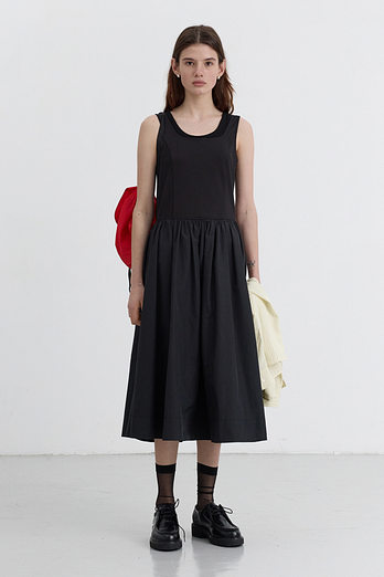 DUNST JERSEY MIXED LONG DRESS BLACK_UDDR5B223BK | 신세계V