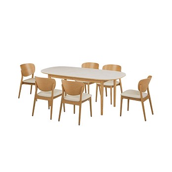 CASAMIA 뉴카르네 세라믹식탁 6인세트 180cm 내추럴_체어 6EA (옵션 택1) | 신세계V