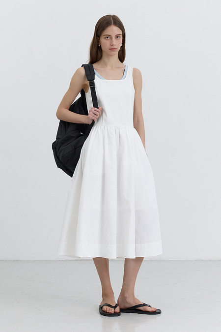 DUNST JERSEY MIXED LONG DRESS WHITE_UDDR5B223WT | 신세계V