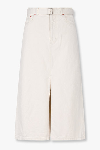 SACAI 여성 백 플리츠 데님 스커트(에크루) | 신세계V