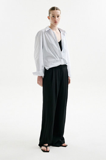 L`H.A.S DOUBLE TUCK BANDING WIDE PANTS_BLACK | 신세계V