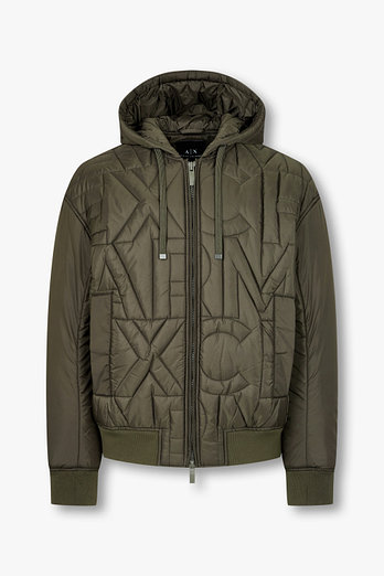 ARMANI EXCHANGE 남성 퀼팅 로고 후디드 패딩 점퍼 | 신세계V