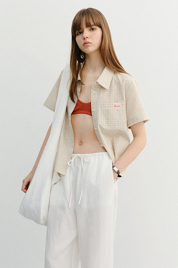 DUNST LACED CHECKED SHIRT BEIGE CHECK_UDSH6B231I2 | 신세계V