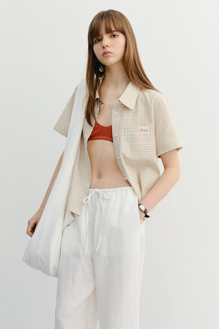 DUNST LACED CHECKED SHIRT BEIGE CHECK_UDSH6B231I2 | 신세계V