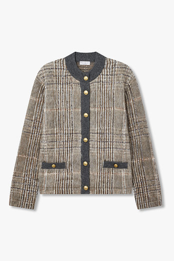 BRUNELLO CUCINELLI 여성 울 블렌드 체크 패턴 가디건 | 신세계V