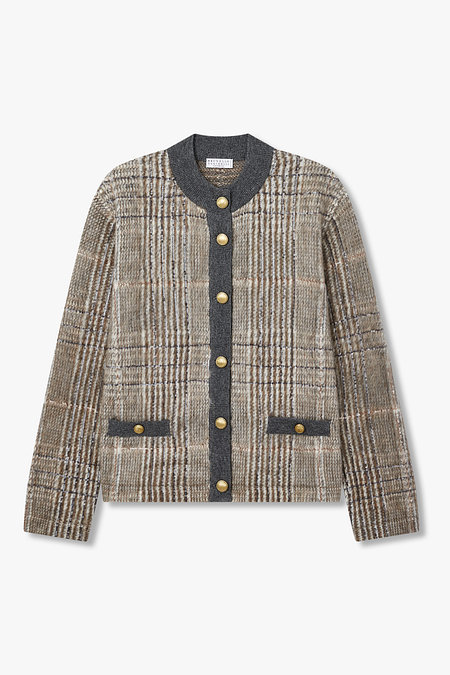 BRUNELLO CUCINELLI 여성 울 블렌드 체크 패턴 가디건 | 신세계V