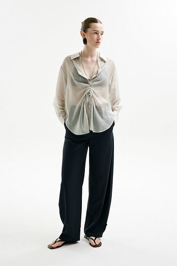 L`H.A.S PINSTRIPE TAPERED PANTS_DARK NAVY | 신세계V