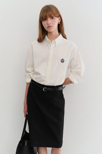 DUNST D-BUCKLE SLIM LEATHER BELT BLACK_UDBE5F201BK | 신세계V