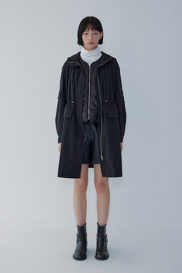 VOICE OF VOICES(보브) 패딩 베스트 세트 후디드 미디 점퍼 | 신세계V