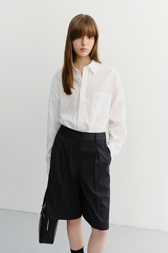 DUNST UNISEX CLASSIC OVERSHIRT WHITE STRIPE_UDSH6B124WT | 신세계V