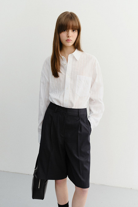 DUNST UNISEX CLASSIC OVERSHIRT WHITE STRIPE_UDSH6B124WT | 신세계V