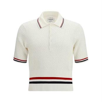 THOM BROWNE [명품] 톰브라운 플로트 리플 스티치 폴로 화이트 MKP155A Y3009 100 50774877 | 신세계V