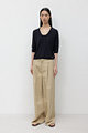 WIDE FIT COTTON PANTS / BEIGE