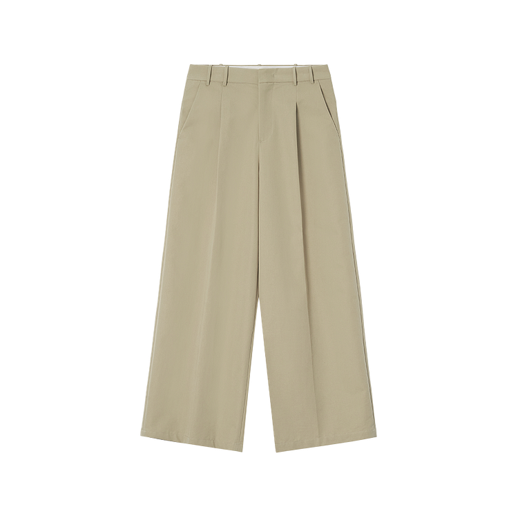 WIDE FIT COTTON PANTS / BEIGE