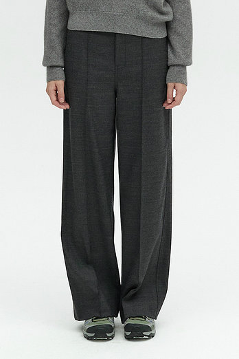 L`H.A.S PIN TUCK WOOL PANTS_CHARCOAL GRAY | 신세계V