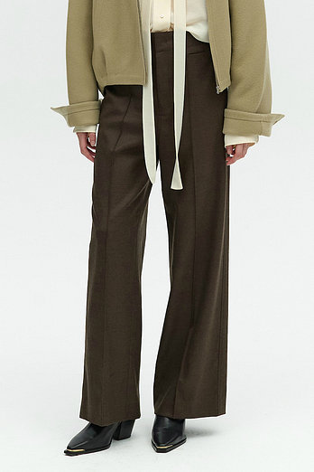L`H.A.S PIN TUCK WOOL PANTS_DARK BROWN | 신세계V