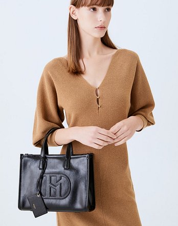 HAZZYS ACC H소가죽 패치 블랙 토트 겸 숄더 M (HIBA6E509BK) | 신세계V