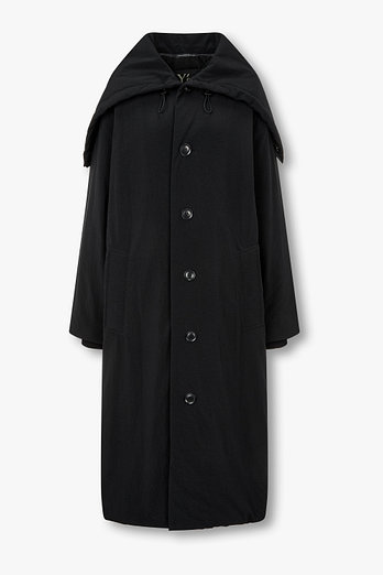 Yohji Yamamoto [Y's]드로스트링 후디드 패딩 코트_블랙 | 신세계V