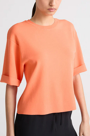 YVES SALOMON [공식] 이브살로몬 스트레치 니트 티셔츠 | 신세계V