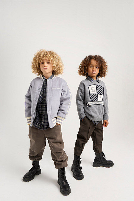EMPORIO ARMANI JUNIOR [남아] 자수 로고 스냅 버튼 블루종 | 신세계V