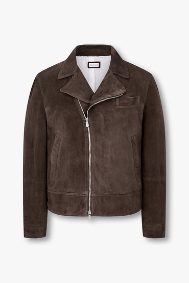 BRUNELLO CUCINELLI(브루넬로 쿠치넬리) 남성 투웨이 지퍼 레더 바이커 자켓 | 신세계V