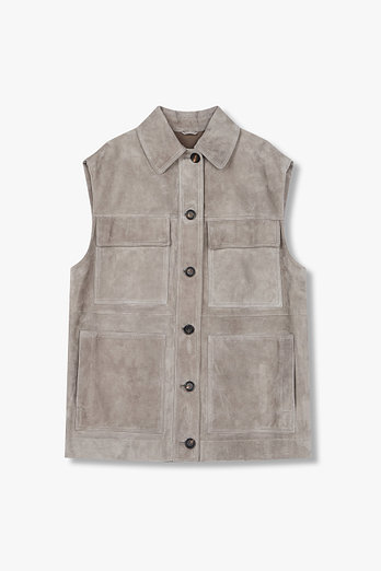 BRUNELLO CUCINELLI 여성 포켓 디테일 레더 베스트 | 신세계V