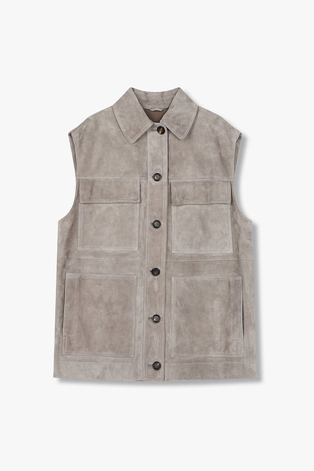 BRUNELLO CUCINELLI 여성 포켓 디테일 레더 베스트 | 신세계V
