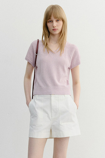 DUNST SUMMER LINEN V-NECK KNIT SOFT PINK_UDSW6B233P1 | 신세계V