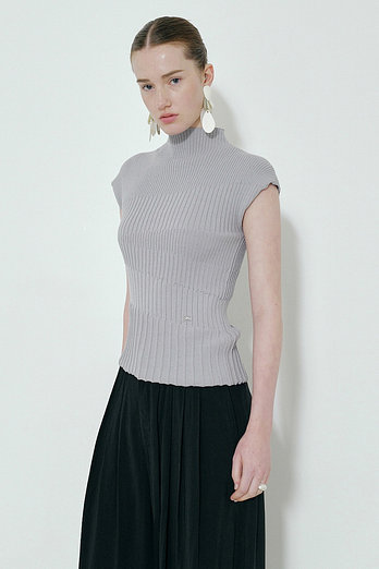L`H.A.S ASYMMETRIC PLEATED RIB PULLOVER_LIGHT VIOLET | 신세계V