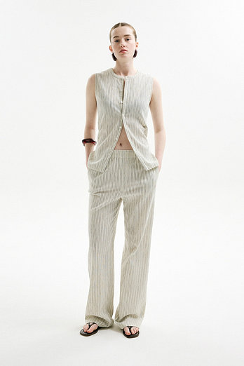 L`H.A.S PLEATED WIDE-LEG PULL ON PANTS2_IVORY STRIPE | 신세계V