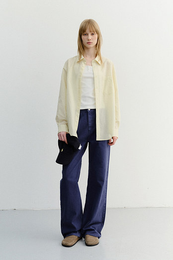 DUNST UNISEX SUMMER BREEZE STRIPED OVERSHIRT BUTTER_UDSH6B126Y1 | 신세계V