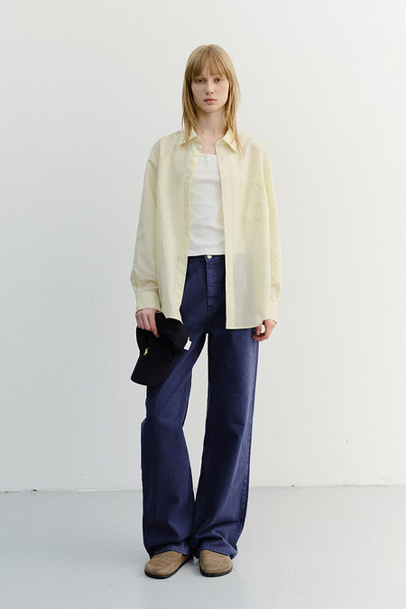 DUNST UNISEX SUMMER BREEZE STRIPED OVERSHIRT BUTTER_UDSH6B126Y1 | 신세계V
