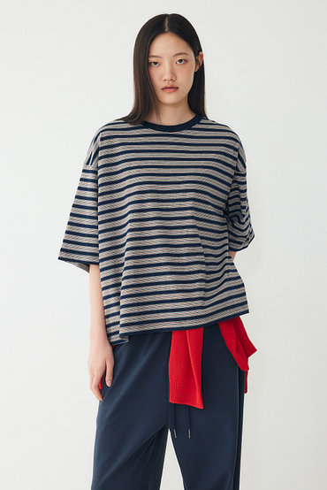 STUDIO TOMBOY(스튜디오 톰보이) 스트라이프 오버핏 반팔 티셔츠 | 신세계V