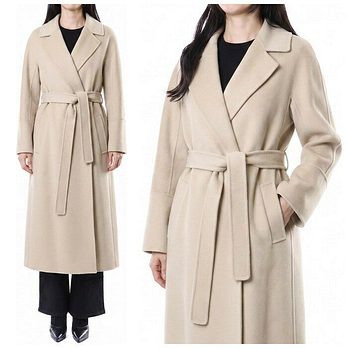 MAX MARA [명품] 막스마라 'ELISA' 100% 버진울 벨티드 더블랩 롱 코트 베이지 50760663 | 신세계V