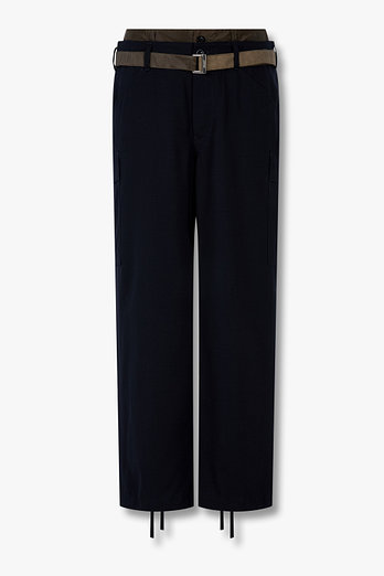 SACAI 남성 나일론 패치 울 슈팅 팬츠 | 신세계V