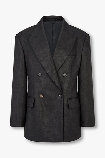BRUNELLO CUCINELLI 여성 글리터 피크트 라펠 더블 자켓 | 신세계V