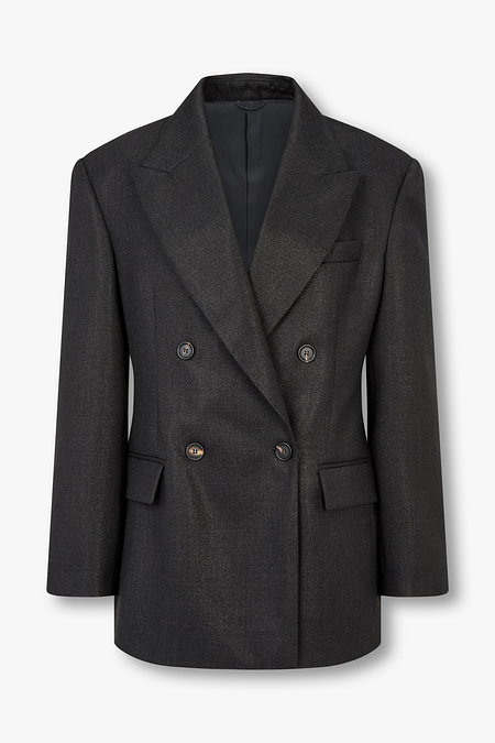 BRUNELLO CUCINELLI 여성 글리터 피크트 라펠 더블 자켓 | 신세계V