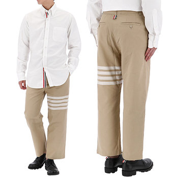 THOM BROWNE [톰브라운] 0사이즈 럭키찬스 코튼 4-바 스트레이트 레그 팬츠 MTU320U 07890 275 | 신세계V
