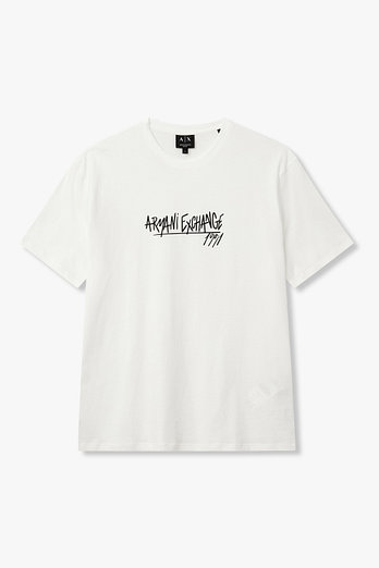 ARMANI EXCHANGE 남성 스크립트 로고 티셔츠 | 신세계V