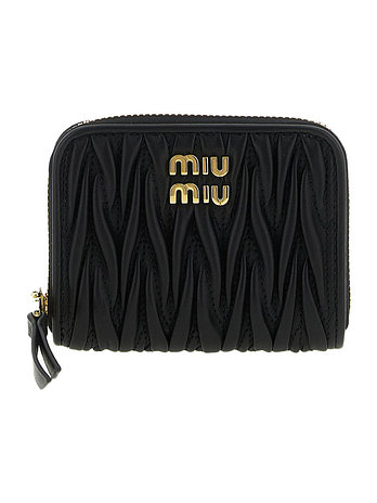 MIU MIU [MIU MIU] 26SS 마틀라세 금장 로고 코인 반지갑 블랙 5MM268 AFPP F0002 | 신세계V