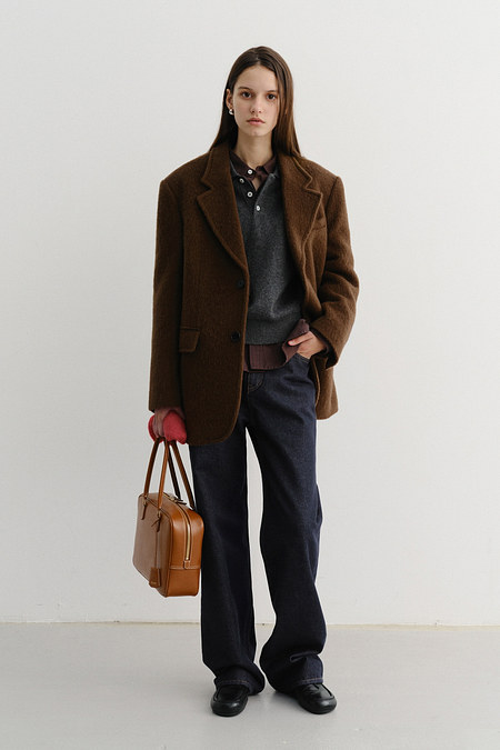 DUNST UNISEX ALPACA BLAZER COAT KHAKI BROWN_UDJA5D123W2 | 신세계V