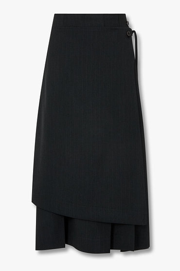 STUDIO TOMBOY(스튜디오 톰보이) 플리츠 언밸런스 랩스커트 | 신세계V