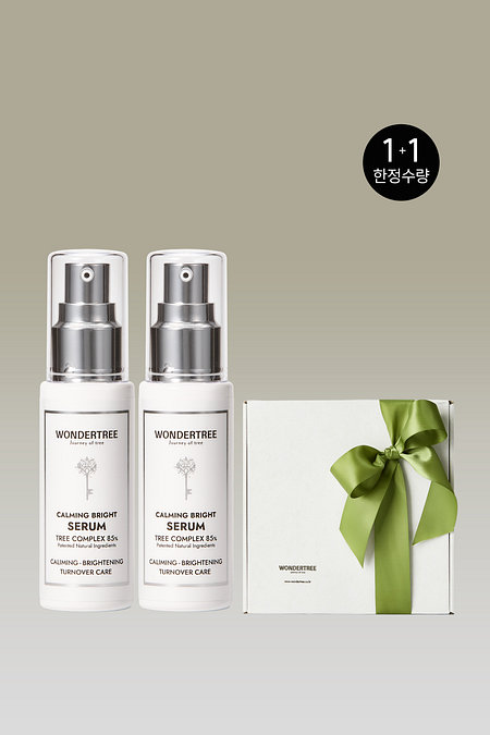 WONDERTREE [1+1&사은품 본품증정] [민감 피부도 맑고 탄탄하게 케어하는 항산화 집중 케어] 카밍 브라이트 세럼 50ml (모이스트 너리싱 로션 50ml 본품 증정) | 신세계V
