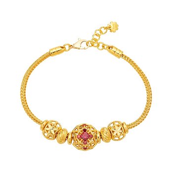 삼성금거래소 [삼성금거래소] 24K 순금 가넷 플라워 팔찌 26.25g | 신세계V