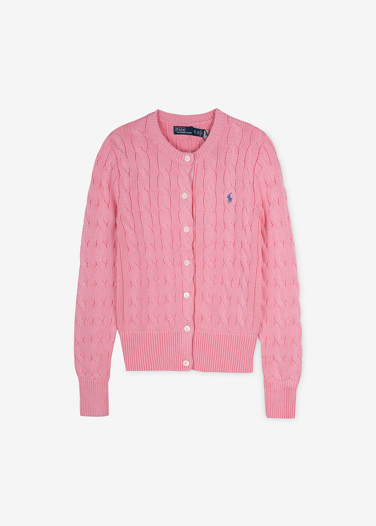 POLO RALPH LAUREN(폴로랄프로렌) 폴로랄프로렌 여성 로고 케이블 핑크 가디건 211891643 004 | 신세계V